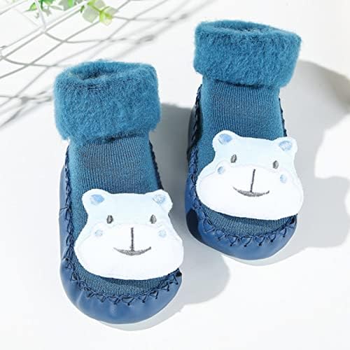 Qvkarw топло зимски чорапи цртани филмови корални кадифени топли чорапи не лизгаат симпатично кадифен уво возрасни и деца високи чевли