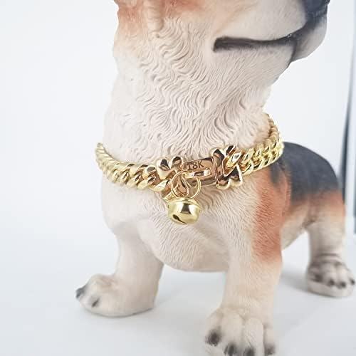 18K врежана јака од кучиња злато метал метал нерѓосувачки челик со коска заклучување 14мм злато големо куче луксузен тренинг јака кубански
