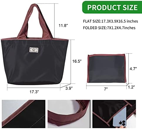 CNAIYUNPIN преклопени вреќи за намирници за еднократно користење, торбичка за преклопување на шопинг се вклопува во џеб, еко -пријателски торби