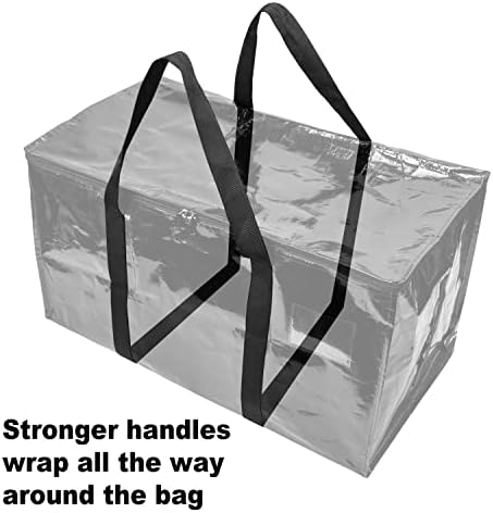 ТОРБА-ТОА! 10 &засилувач; 6 КОЛИЧИНА Црни Подвижни Кеси Екстра Големи Тешки Вреќи За Складирање Врвни Рачки Со Патент Завиткајте Торби За Торби За Пакување За Складир