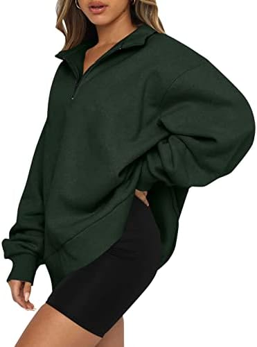 Женски преголем полу -патент пуловер со долги ракави џемпер четвртина патенти џемпер тинејџерски девојки паѓаат блуза облека