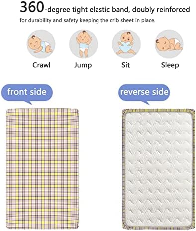 Тартански тематски опремени мини чаршафи, преносни мини креветчиња со ултра мека материјал-плетен сад или столб за кревет, 24