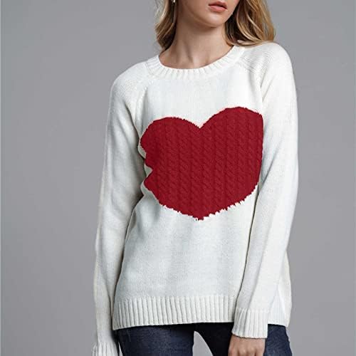 Женски 2022 есенски плетен џемпери срце плетен џемпер долг ракав y2k пуловер врвен симпатичен основен џемпер џемпер блуза