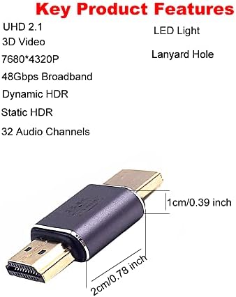 Kework 2 Pack 8K UHD HDMI адаптер, 48Gbps 3D HDMI 2.1 верзија Extender, HDMI 2.1 Femaleенски до HDMI 2.1 Конектор за конектор за адаптер