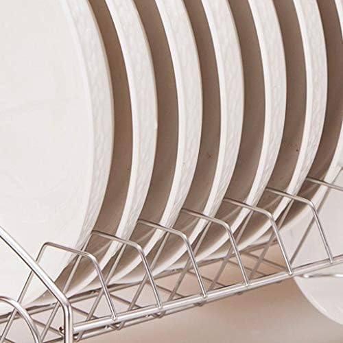 PDGJG Сребрена сад за садови - Бачка за одвод од не'рѓосувачки челик решетка за садови за сушење единечен слој за садови за складирање на