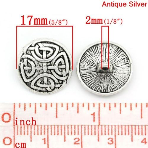 10 парчиња антички сребрени тркалезни метални копчиња за шиење