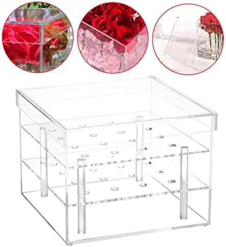Didiseaon Акрилна Кутија Акрилна Цветна Кутија Јасна Вазна Од Цвет Од Роза Квадратни Цветни Садови Држач За Розова Вода Организатор