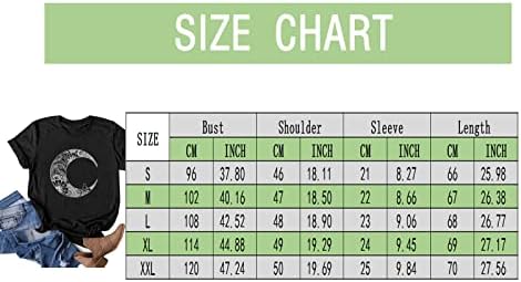 Маици Со Кратки Ракави Женски Обични Врвни Кошули Месечина Печатена Маица Блуза О Врат Кратки Жени Трчање Долго