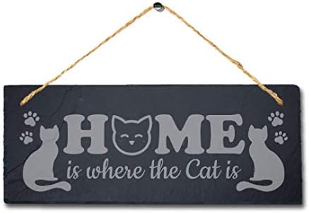 Домот Е Местото Каде Што Мачката Е Врежана Со Ласер Виси Чеша Миленичиња Идеален Знак За Плакета За Подароци