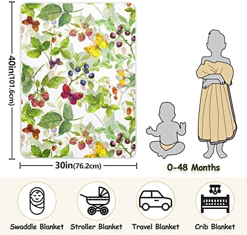 Swaddle Diltte Диви билки пеперутки бобинки памучно ќебе за новороденчиња, примање ќебе, лесен мек за тресење за креветчето, шетач,