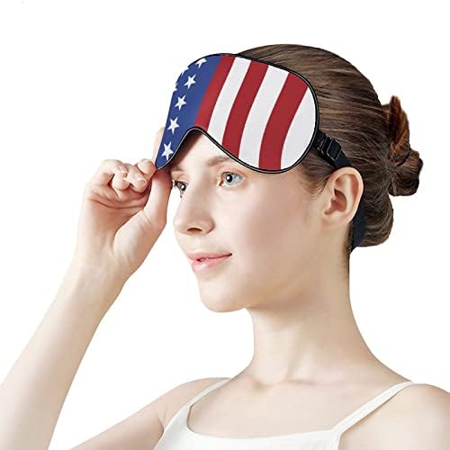 Американско Знаме Печатење Маска За Очи Светло Блокирање Маска За Спиење Со Прилагодлив Ремен за Патување Работа Во Смена За Спиење