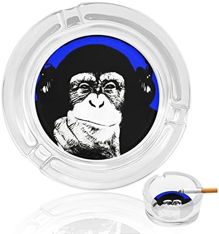 Слушалки за мајмуни Графити стакло од пепелници за цигари и цигари, држач за табела за табела за табела за декорација на маса