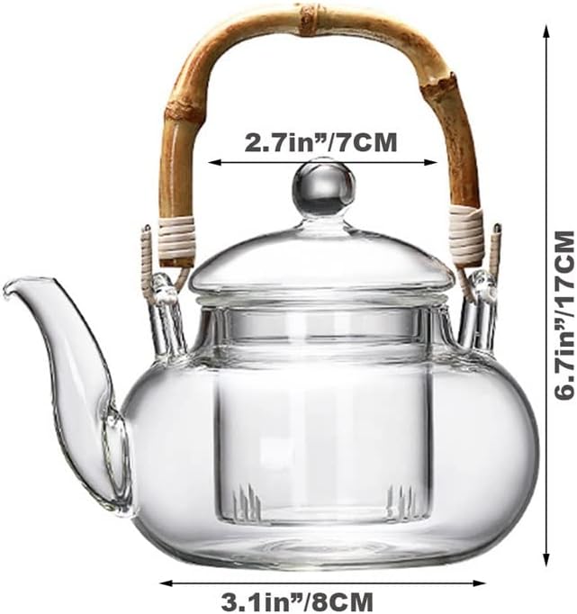UXZDX Транспарентен чај котел со цвеќиња од чај чај сок од тенџере со топло пијалок прибор за домаќинство чај од чај