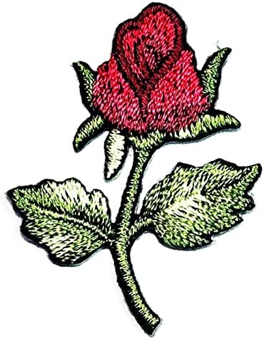 Кленплус 3 парчиња. Мини Црвена Роза Цвеќиња Лепенки Налепница Уметност Слатки Цвеќиња Печ Знак Симбол Костим Маица Јакни Фармерки