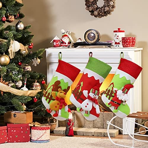 Божиќно порибување Големи Божиќни чорапи Декорација Санта Снежен човек ирваси за порибување Божиќни украси и додатоци за забави за