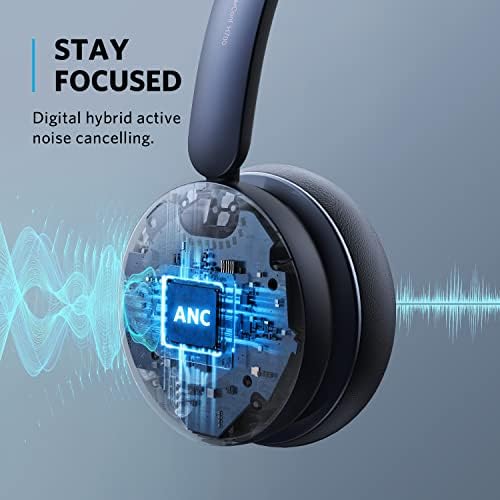 Anker PowerConf H700 со штанд за полнење, Bluetooth слушалки со микрофон, откажување на активно бучава, аудио снимање и транскрипција