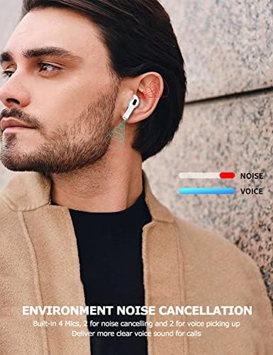 Phocar Bluetooth слушалки 5.3 Без звук заостанување, двојна школка безжични уши Bluetooth со 4 вградени бучава од MICS откажувајќи јасен разговор,