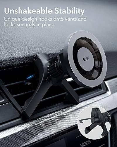 ESR Hallock Magnetic Car Telefor Mount, компатибилен со монтирање на автомобили Magsafe, металик сив халолок магнетски телефонски