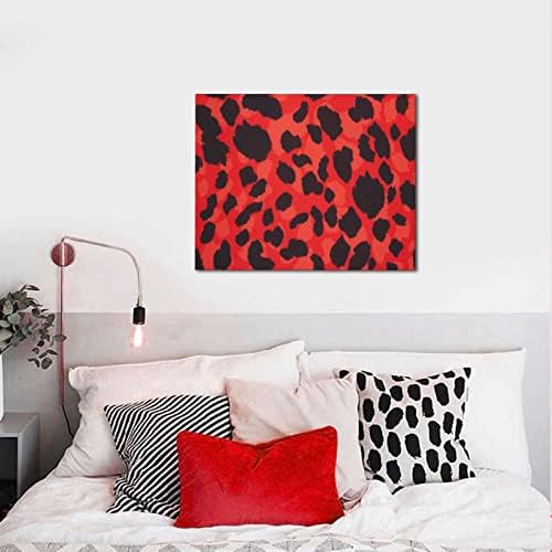 Црвена леопард шема wallидна уметност платно сликарство според броеви галерија за уметности на акрилно масло за сликање, завиткана модерна домашна