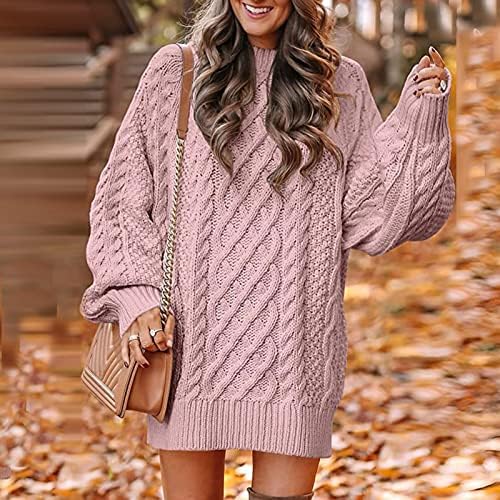 Nokmopo жени есен мода 2022 џемпери женски зимски плетење моден моден цврст пуловер во боја висок врат долг џемпер
