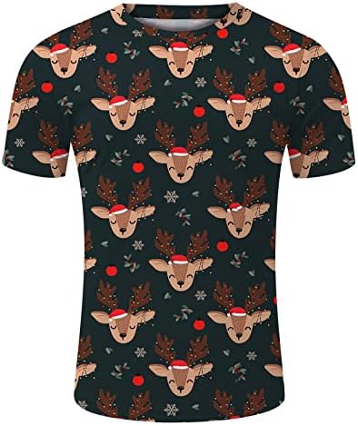 Xiloccer Mens Christmas Thirt Mirts Sports Ffitness Outdoor 3D Digital Printing T маичка со кратки ракави кошули со лесни кошули