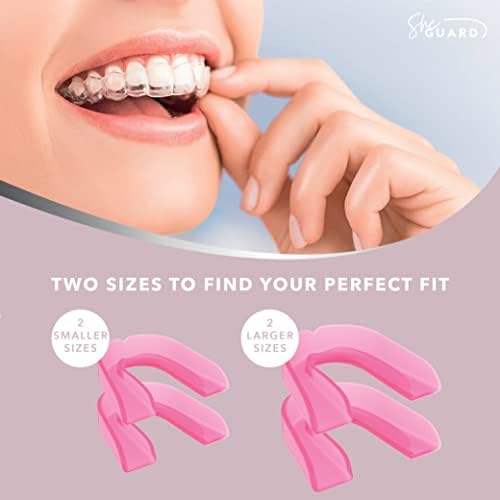 Уста чувар - пакет од 4 стражари за уста што може да се затегнат за затегнување на забите ноќе, мелење и бруксизам - 2 големини