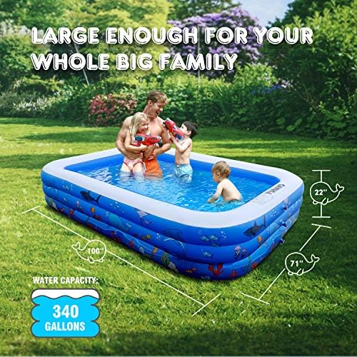 Базени за надувување, базени со надувување на Фунаво за деца, киди, дете, возрасни, 100 x71 x22 Семејство со целосен базен, базен