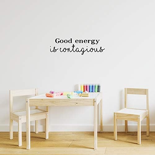 Винил wallиден уметнички декларатор - добра енергија е заразна - 7,5 x 25 - трендовски позитивни вибрации Оптимистички налепници за цитат за спална соба детска соба днев?