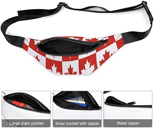 Maple Leaf Canada CA CA знаме печатено фани пакува торба за појас за половината за спортско трчање за пешачење патување
