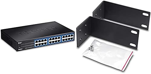 Trendnet 24-порта со не управувани Gigabit Greennet Desktop Switch, Ethernet Network Switch, Black, TEG-S24DG и комплетот за монтирање на Rack, компатибилен со TEG-S16DG /TEG-S24DG, ETH-11MK, црно