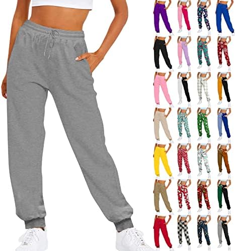 2023 џемпери за жени со дното на дното на еластична половината панталони Атлетски јога џогери дневни панталони со џебови