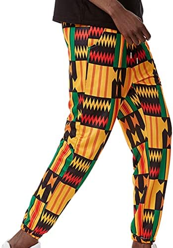 Машки африкански печатени џогери панталони бохо стил џемпери еластична половината за влечење, случајни спортови долги пантолони за мажи