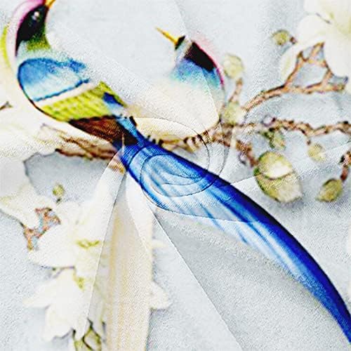Nokmopo женски кошули Обичен краток ракав моден лесен дигитален принт со цвет и птици со кратки ракави лабави маица врв