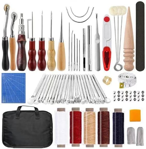 103 парчиња практични кожни занаети за занаетчиска алатка за шиење за шиење на алатки за резба, резба за работа со кожни алатки за