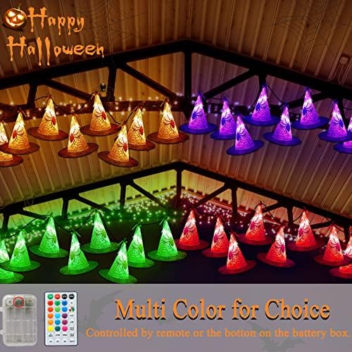 Ледидо осветлени висечки капи на вештерки за украси за Ноќта на вештерките, 8 парчиња боја што се менува 17 -ти 56 LED светло