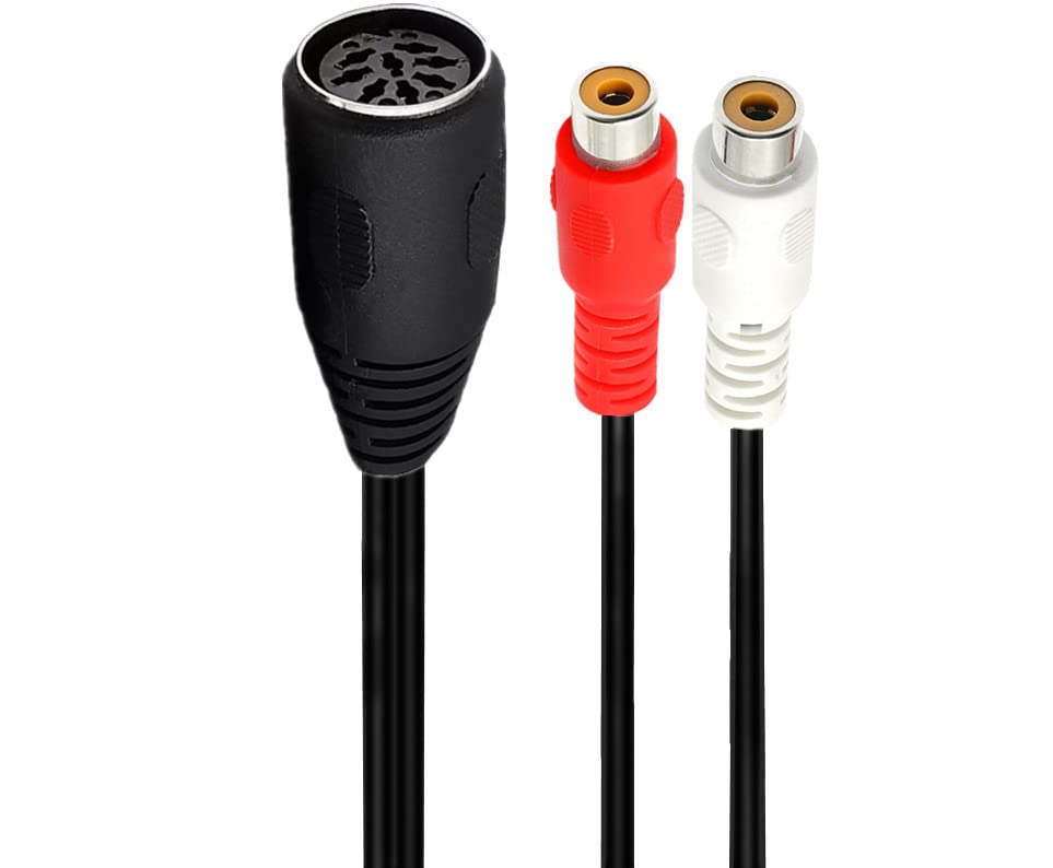 Qaoquda din 8 pin to RCA кабел, 8-пински DIN женски до 2 RCA женски аудио адаптер кабел за електрофоничен тресок и Олуфсен, Наим,