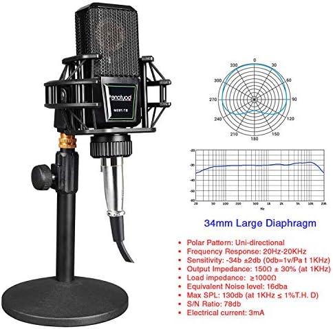 Boytone BT-76SM Plug & Play Podcast Podcast Cardioid Condenser Studio Microphone Recoding, 34 mm голема дијафрагма