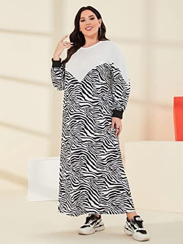 Teeoro Plus Zebra шарена фустан за џемпери во боја
