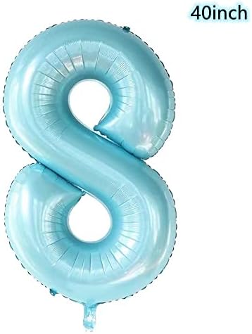 40 инчи светло сина круна број 5 балони, гигант голем светло сино балон, 5 -ти детски роденденски балони за декорација на забава ， детски