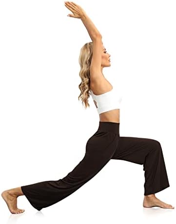 Dibaolong женски јога панталони лабава широка нозе удобна дневна панталона панталони со високи џемпери со џебови со џебови