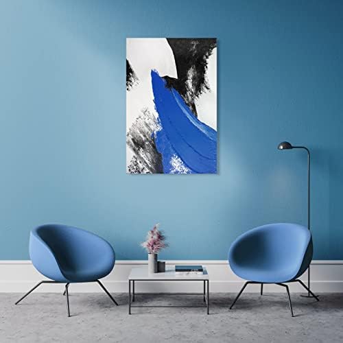 Ypy сино апстрактно платно wallидна уметност: модерна минималистичка црно -бела слика Рачно изработена текстура на масло за сликање