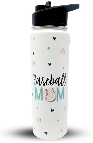 Брук &засилувач; Џес Дизајни Бејзбол Мајка Тамблер Подароци-Големи Изолирани Шише Со Вода Со Слама-Нерѓосувачки Челик Метал 24