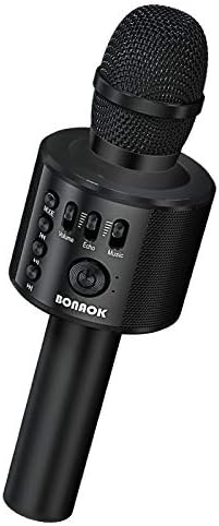 Bonaok безжичен Bluetooth караоке микрофони комбо, детски микрофон, караоке микрофон за возрасни, подароци за момчиња девојчиња