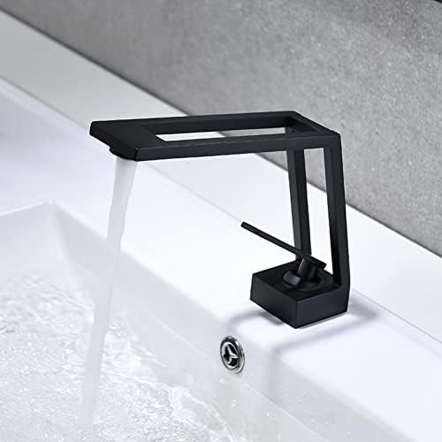 Тапа за бања Цврст месинг бања бања тапа топла и ладна вода миксер мијалник за мијалник со единечна рачка палуба поставена црна тапа