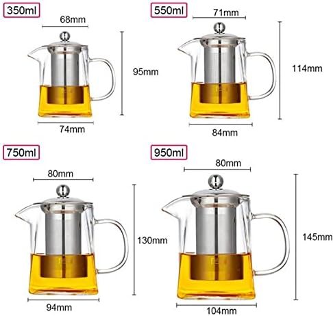 Боросиликат стаклен чајник отпорен на топлина, квадратен чај чај, производител на чај, филтрирано млеко олонг чајник