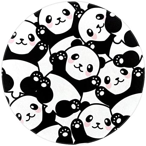 Llnsupply Детска килим 5 метри големи килими за кружни области за девојчиња бебе бебе - панда црно бело, домашно украсување
