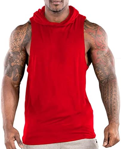 ФЛЛСГТ машки тренинг резервоар со качулка, спортски тренинг, без ракави, фитнес боди -билдинг, отсечени мускулни кошули