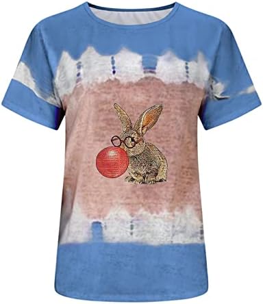 Дами Велигденски врвови со кратки ракави блузи екипаж на вратот градиент графички секси каваи вратоврска боја животински зајаче врвови