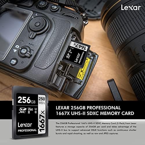 Lexar Professional 1667X 256GB SDXC Uhs-II/U3 Мемориска Картичка, Плус пакет W / Водоотпорна Заштитна Картичка, Sd/Sdhc Читач/Писател