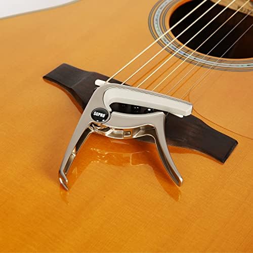 SGPRO Capo за акустична гитара Електрична гитара и укулеле цинк легура гитара капо држач за пин влечење 3 во 1, скриена торзија пролет повеќе